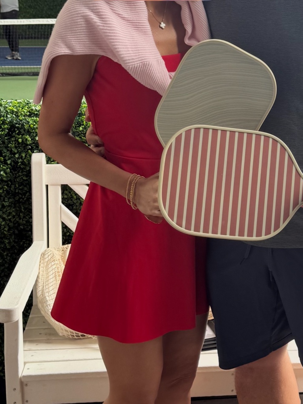 SPANX Get Moving Red Square-Neck Fit & Flare Athletic Dress with Shorts Pocket - Picture 4 of 4